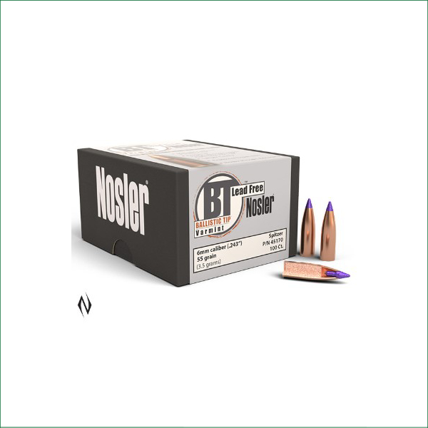 NBLF6MM55 NOSLER 6MM 55GR LEAD FREE BTIP