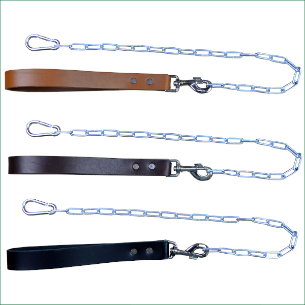 LEATHER HANDLE DOG LEAD - BROWN